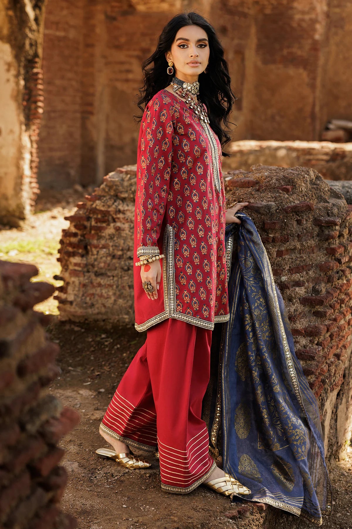 Charizma Embroidered Raw Silk 3 Piece Suit