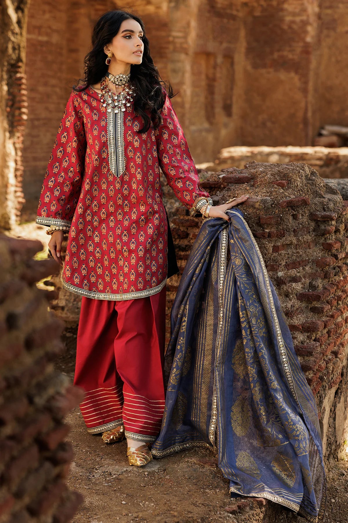Charizma Embroidered Raw Silk 3 Piece Suit