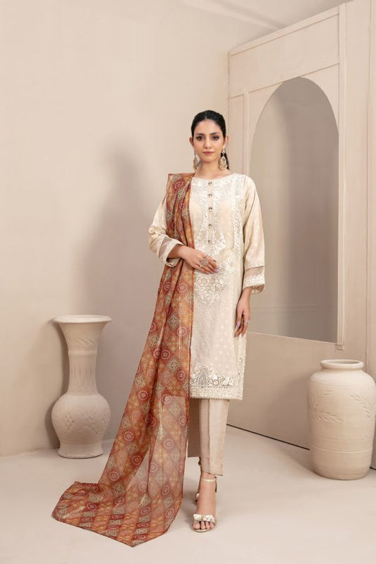 Tawakkal Embroidered Fancy Jacquard 3 Piece Suit