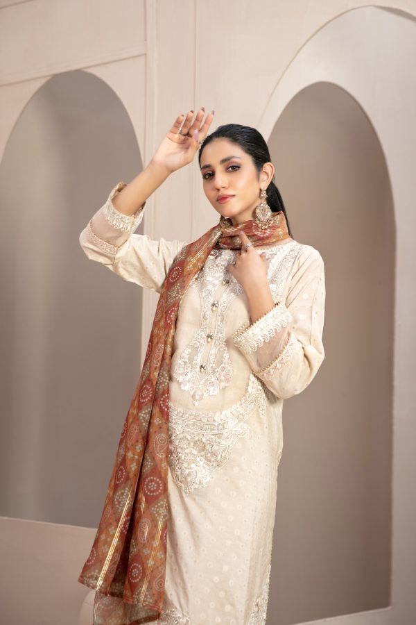 Tawakkal Embroidered Fancy Jacquard 3 Piece Suit