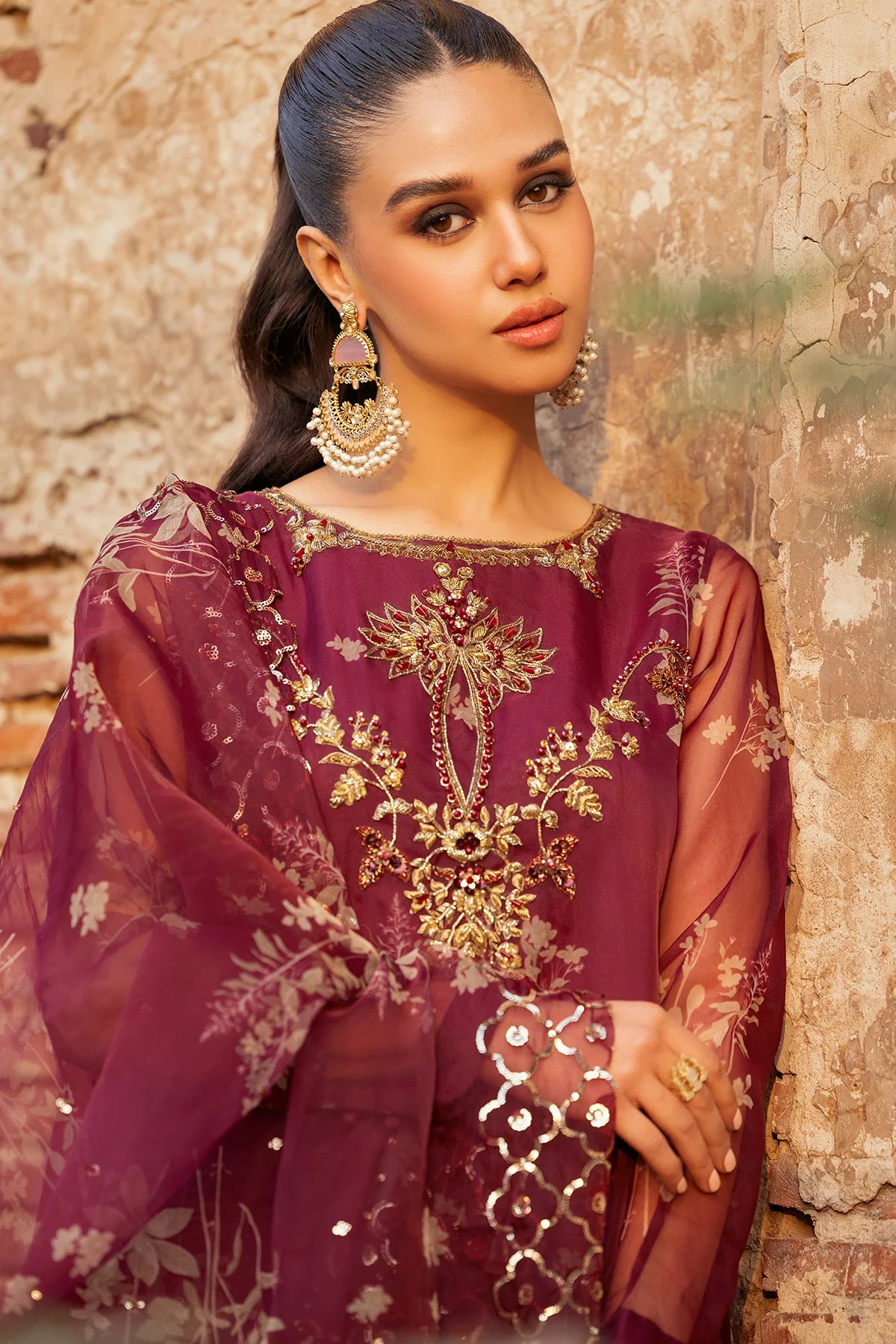 Charizma Mi Amor Embroidered Organza 3 Piece Suit