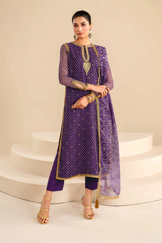Baroque Embroidered Chiffon Chundri 3 Piece Suit