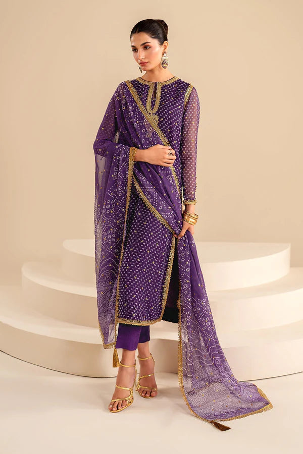 Baroque Embroidered Chiffon Chundri 3 Piece Suit