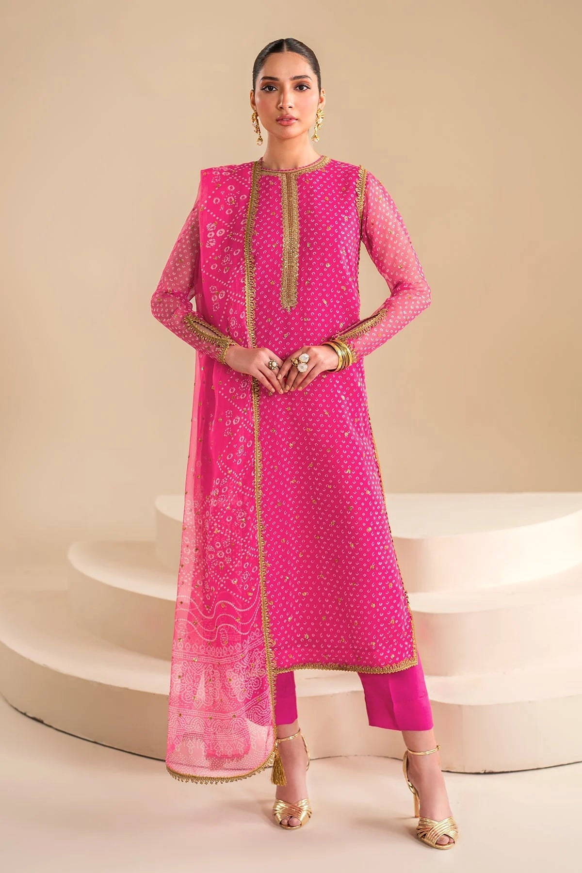 Baroque Embroidered Chiffon Chundri 3 Piece Suit