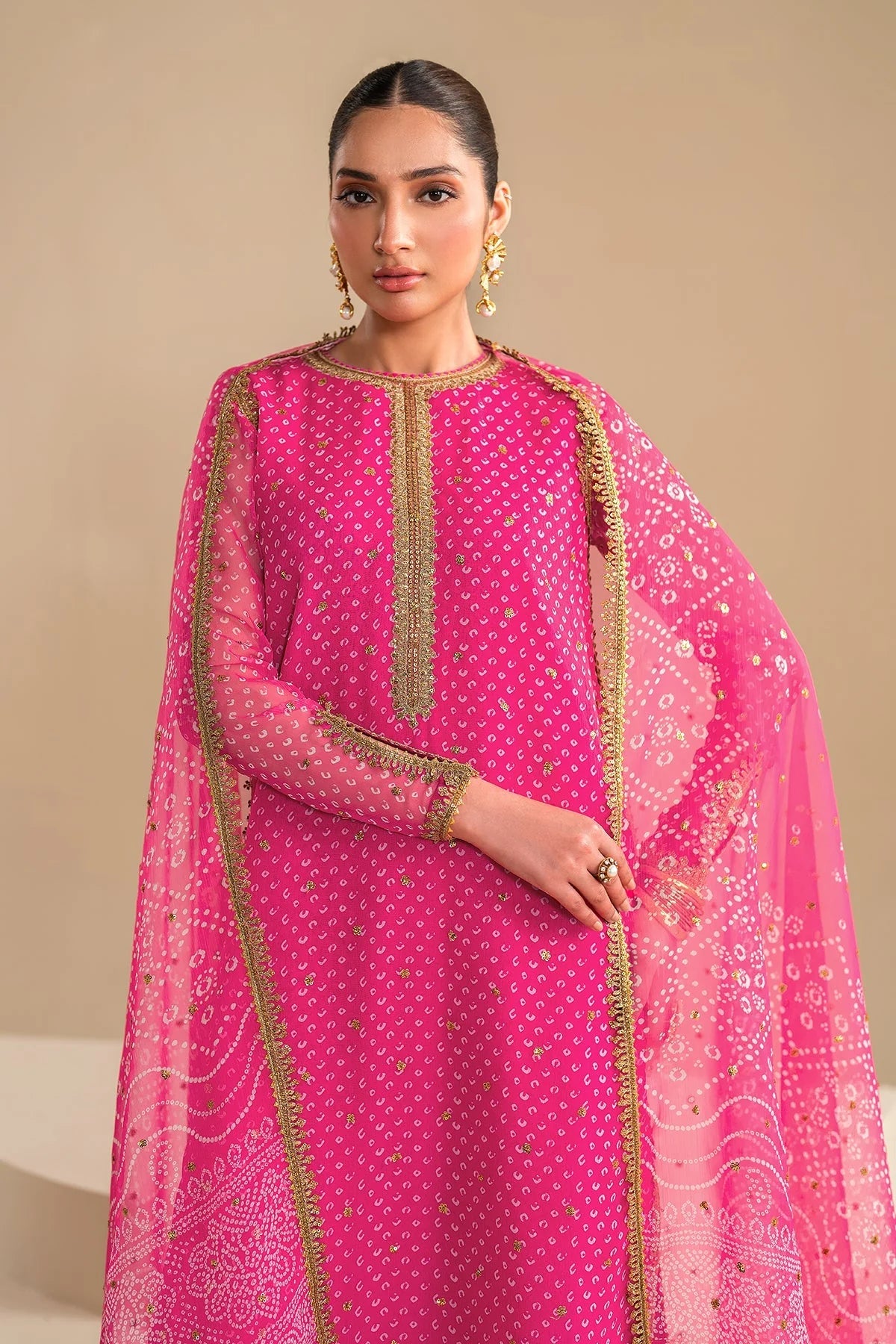 Baroque Embroidered Chiffon Chundri 3 Piece Suit