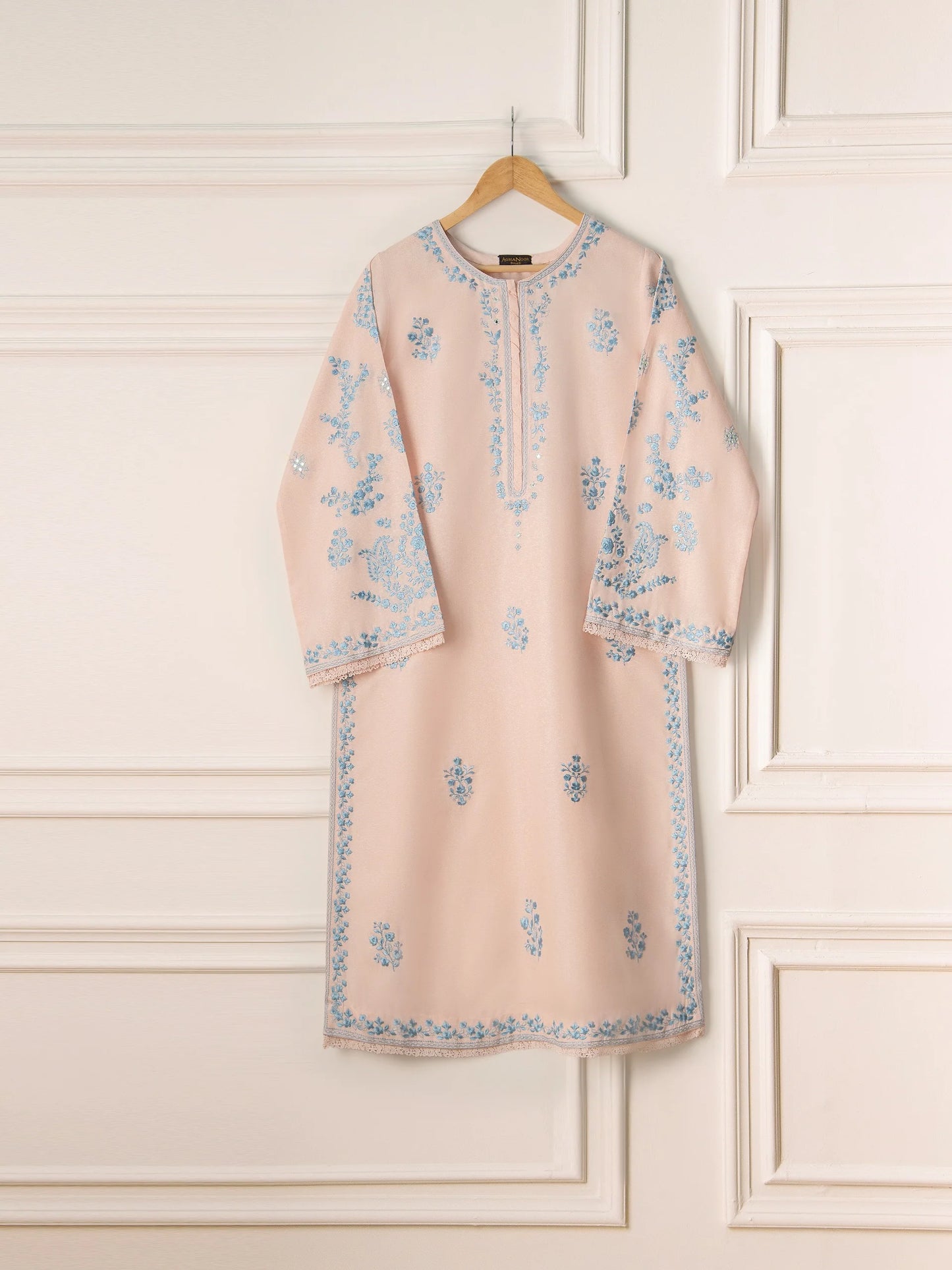 AGHANOOR TWO EMBROIDERED KARANDI SHIRT WITH DUPATTA