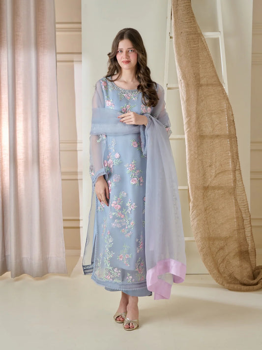 AGHANOOR 3 Piece - Pure Organza Embroidered Suit