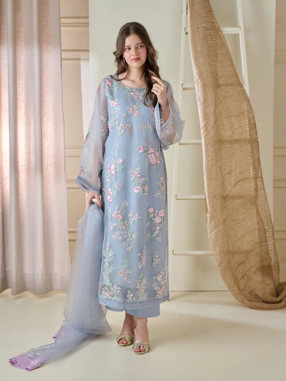 AGHANOOR 3 Piece - Pure Organza Embroidered Suit