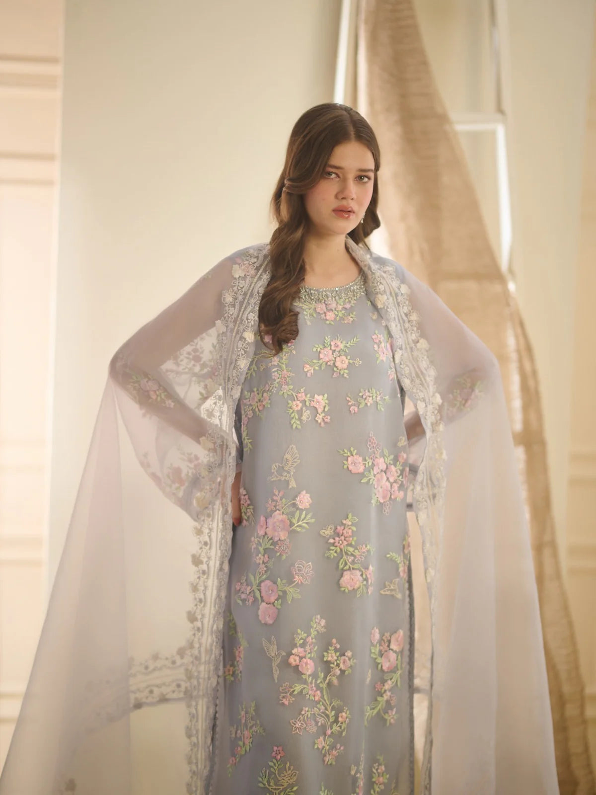 AGHANOOR 3 Piece - Pure Organza Embroidered Suit