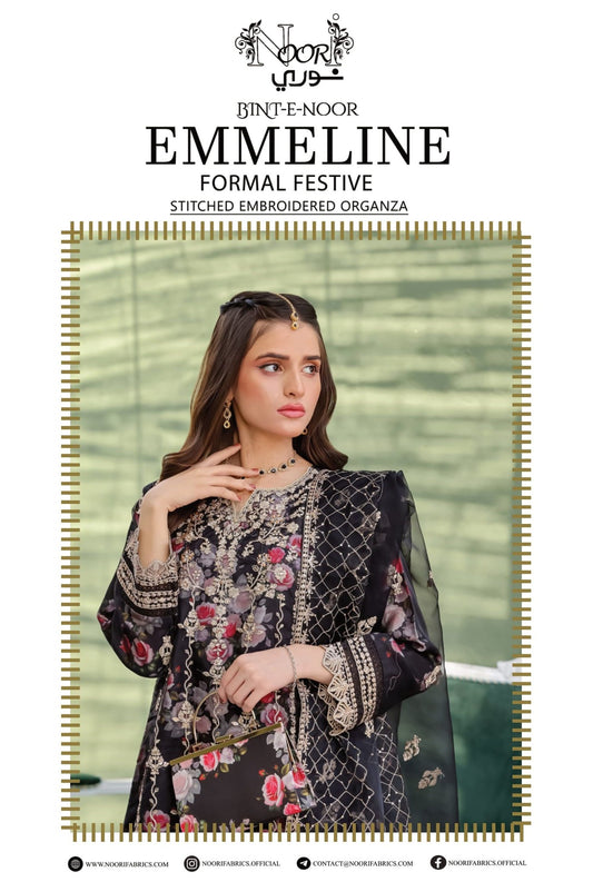 Embroidered Floral Organza 3 Piece Suit