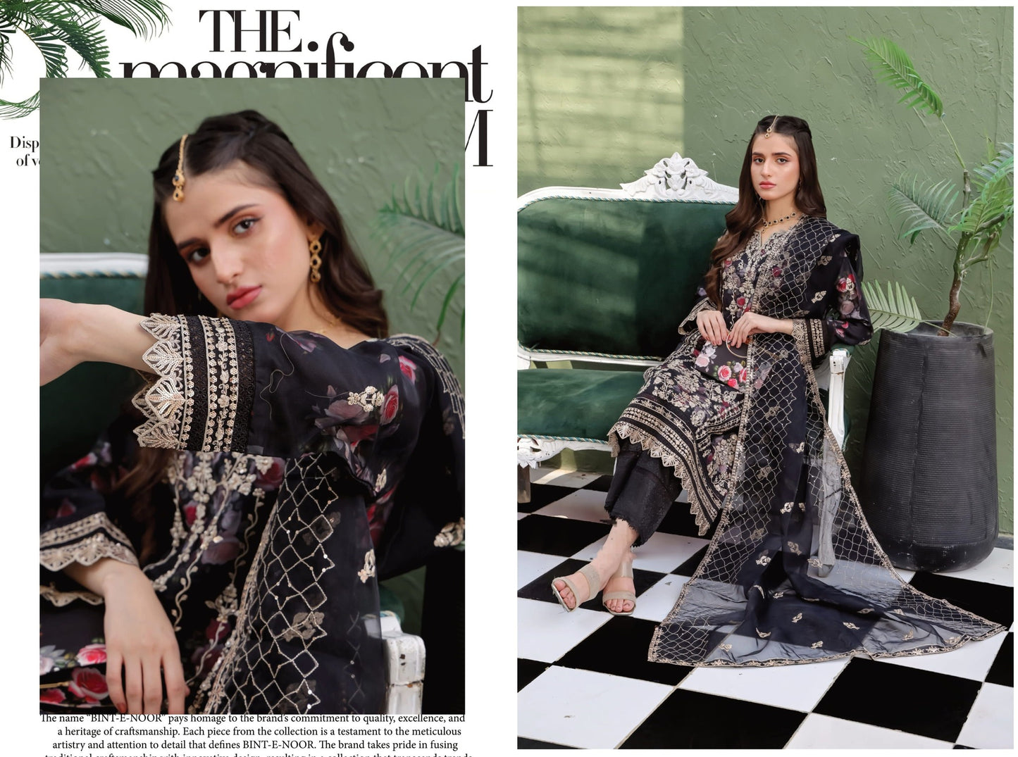 Embroidered Floral Organza 3 Piece Suit