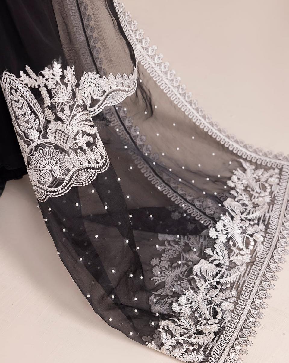 Baroque Pret Embroidered Black Chiffon 3 Piece