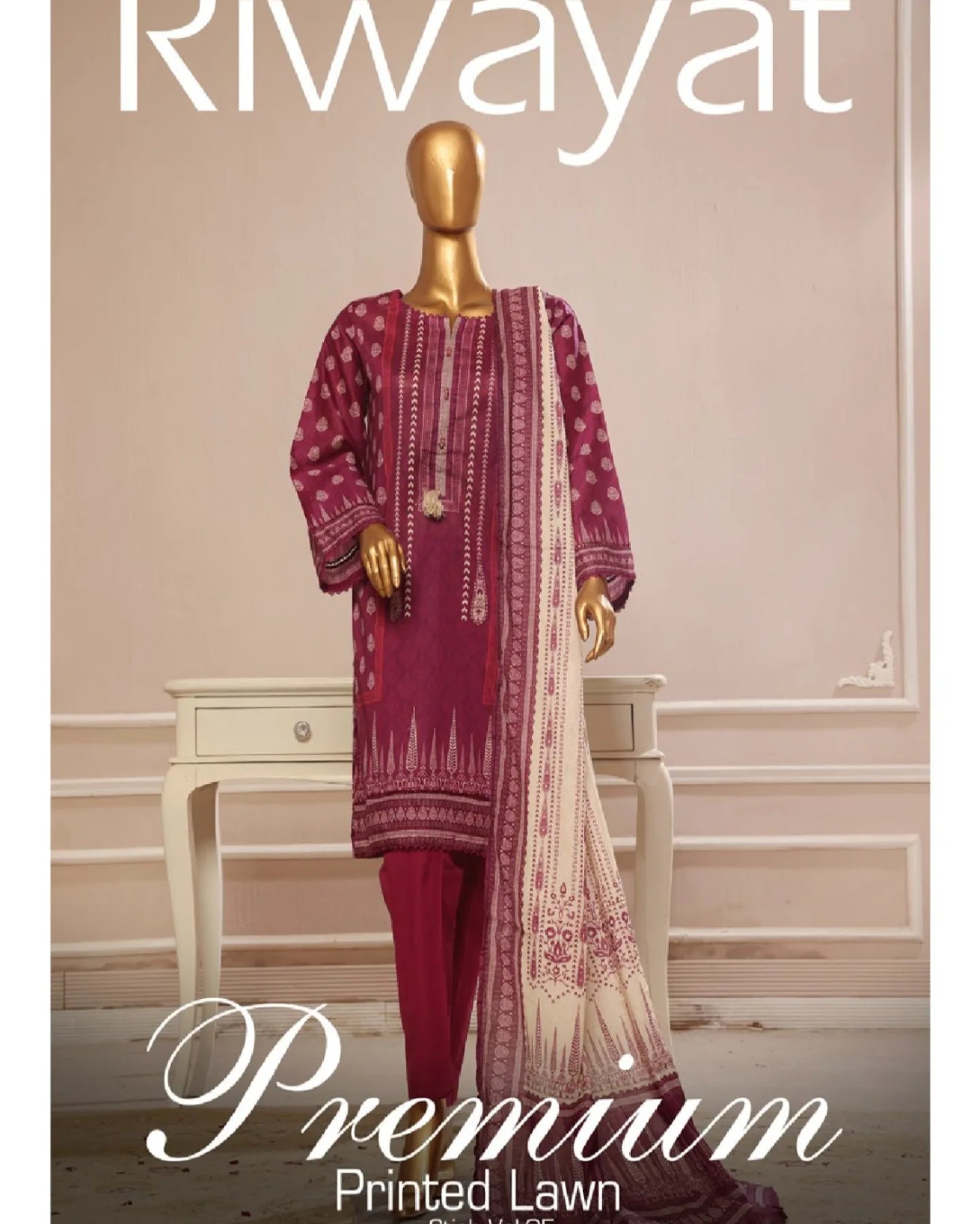 RIWAYAT PREMIUM DIGITAL PRINTED LAWN 3 PIECE
