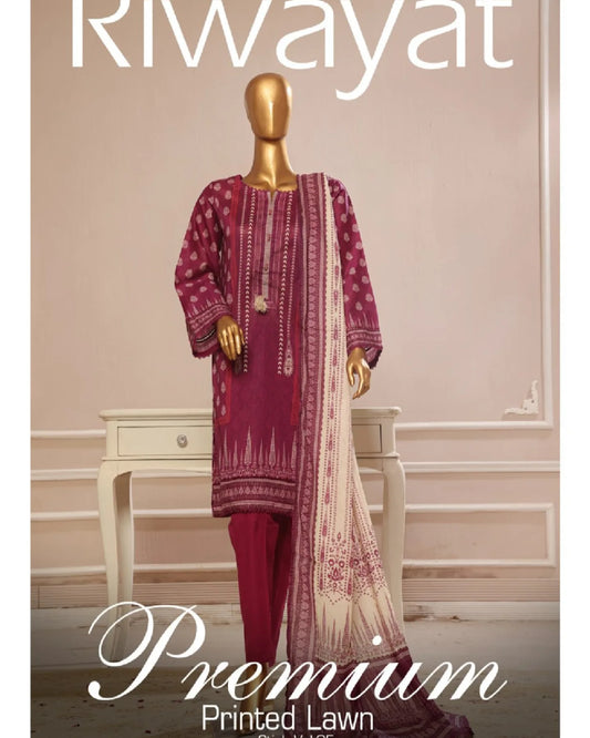 RIWAYAT PREMIUM DIGITAL PRINTED LAWN 3 PIECE