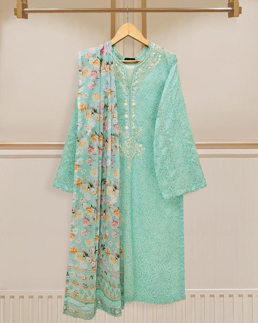 AGHANOOR DIGITAL EMBROIDERED LAWN SHIRT WITH DUPATTA
