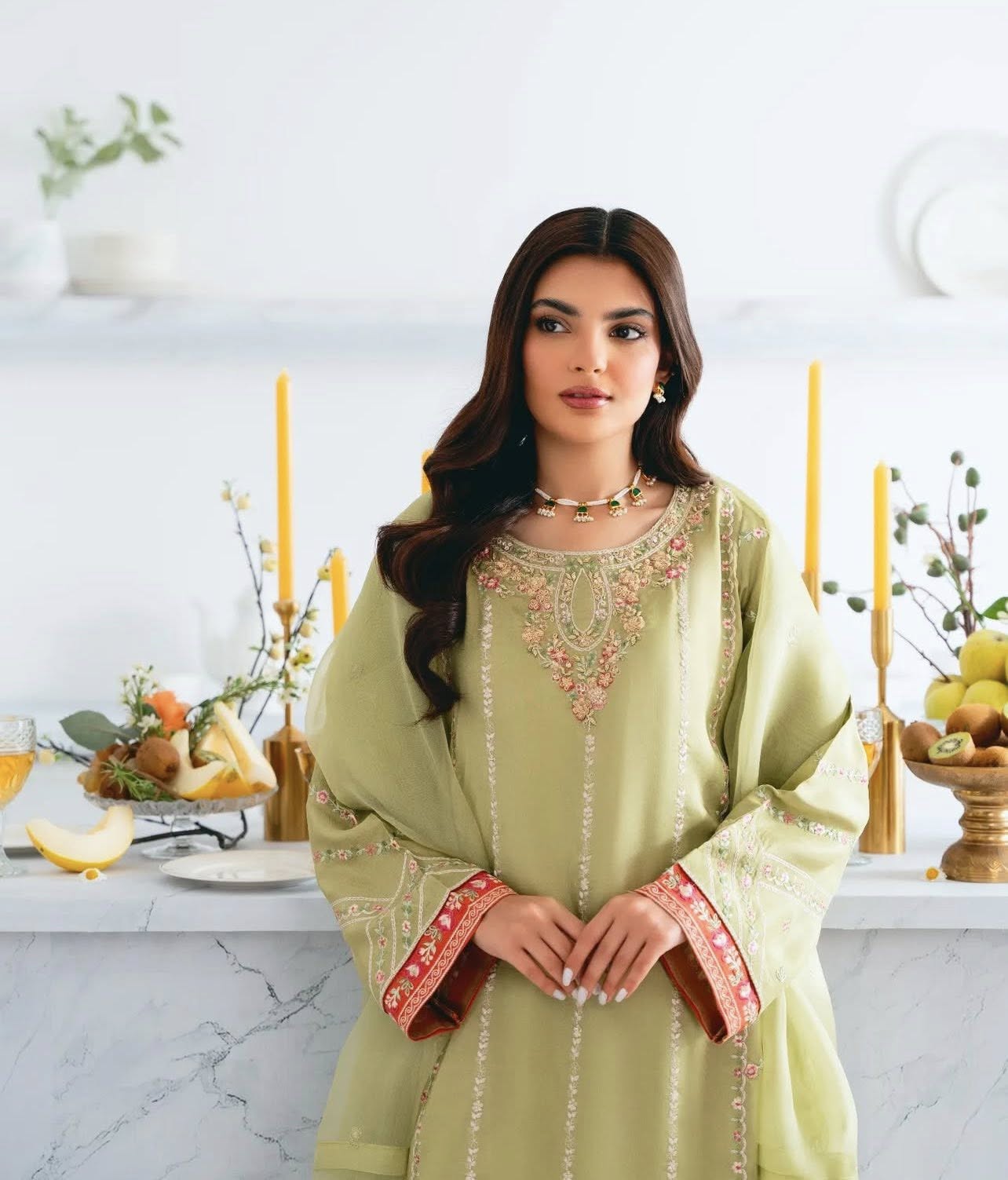 AGHANOOR PURE RAW SILK EMBROIDERED SHIRT WITH ORGANZA DUPATTA AND SILK PANT