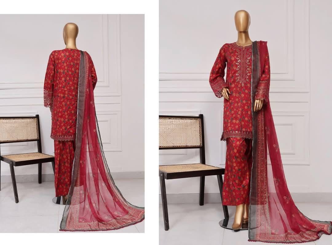Malika Embroidered & Printed Festive Lawn 3 Piece