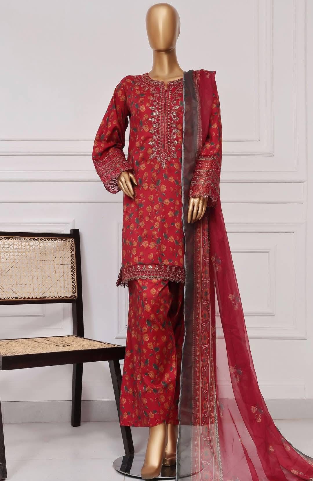 Malika Embroidered & Printed Festive Lawn 3 Piece