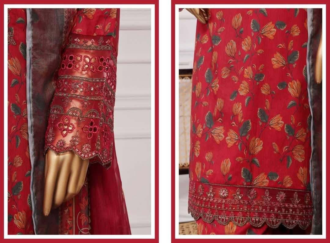Malika Embroidered & Printed Festive Lawn 3 Piece
