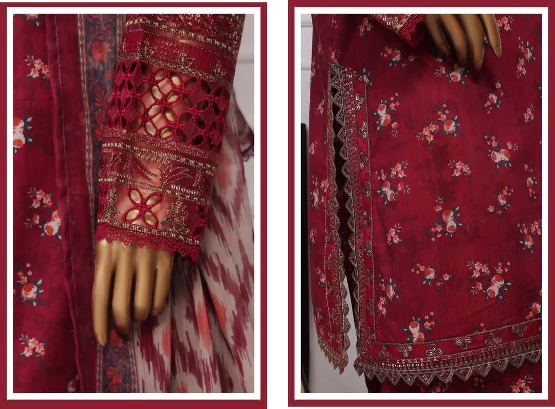 Sadabahar Malika Embroidered & Printed Festive Lawn 3 Piece