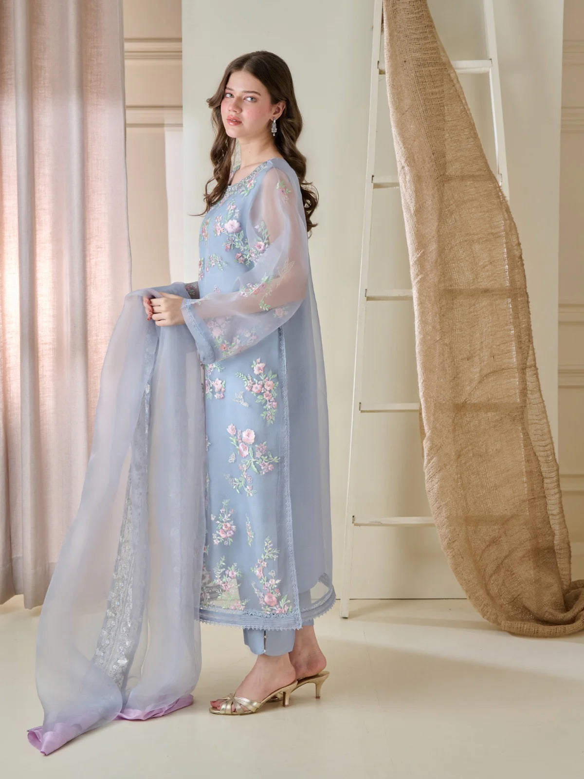 AGHANOOR 3 Piece - Pure Organza Embroidered Suit