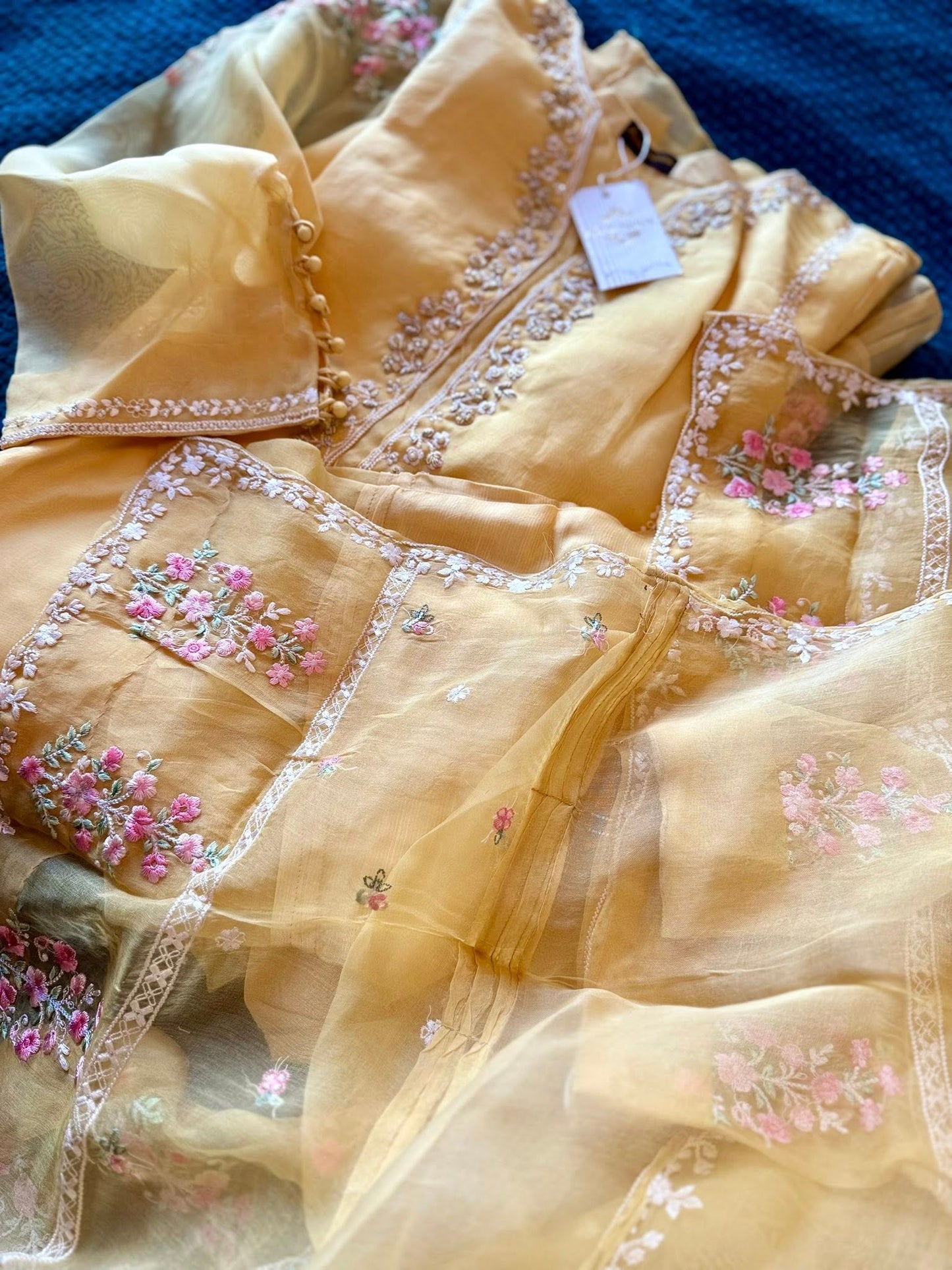 Aghanoor Heavily Embroidered Organza 3 Piece Suit