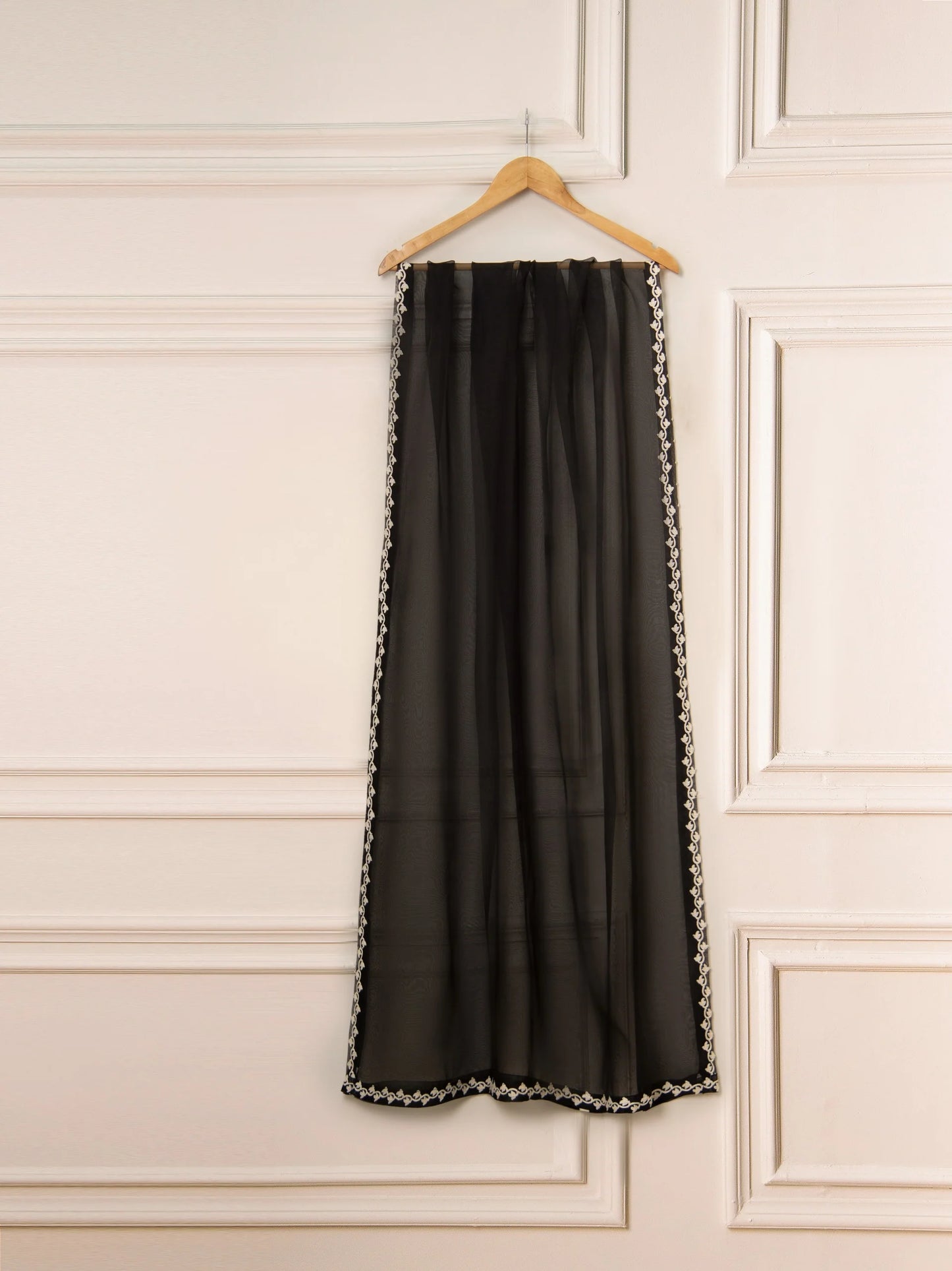 THREE PIECE PURE COTTON NET SHIRT WITH ORGANZA DUPATTA & SILK PANT