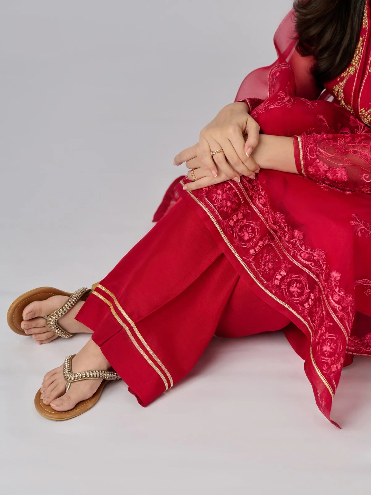 AGHANOOR 3 Piece - Pure Organza Embroidered Suit