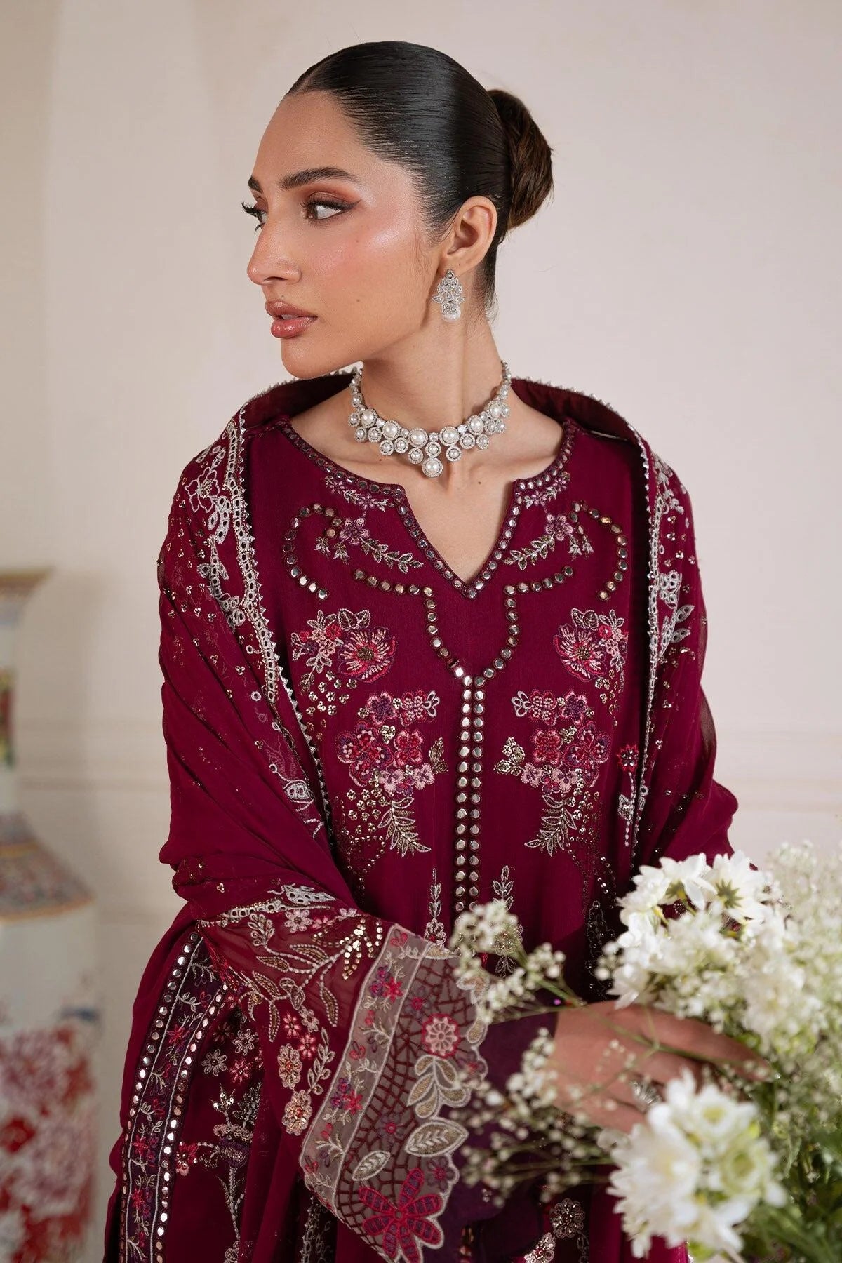 NUREH AMAYA LUXURY EMBROIDERED CHIFFON 3 PIECE-FESTIVE COLLECTION