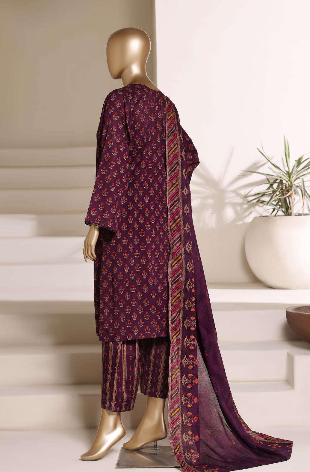 SADABAHAR Luxury Printed Lawn Suit-Deep Magenta