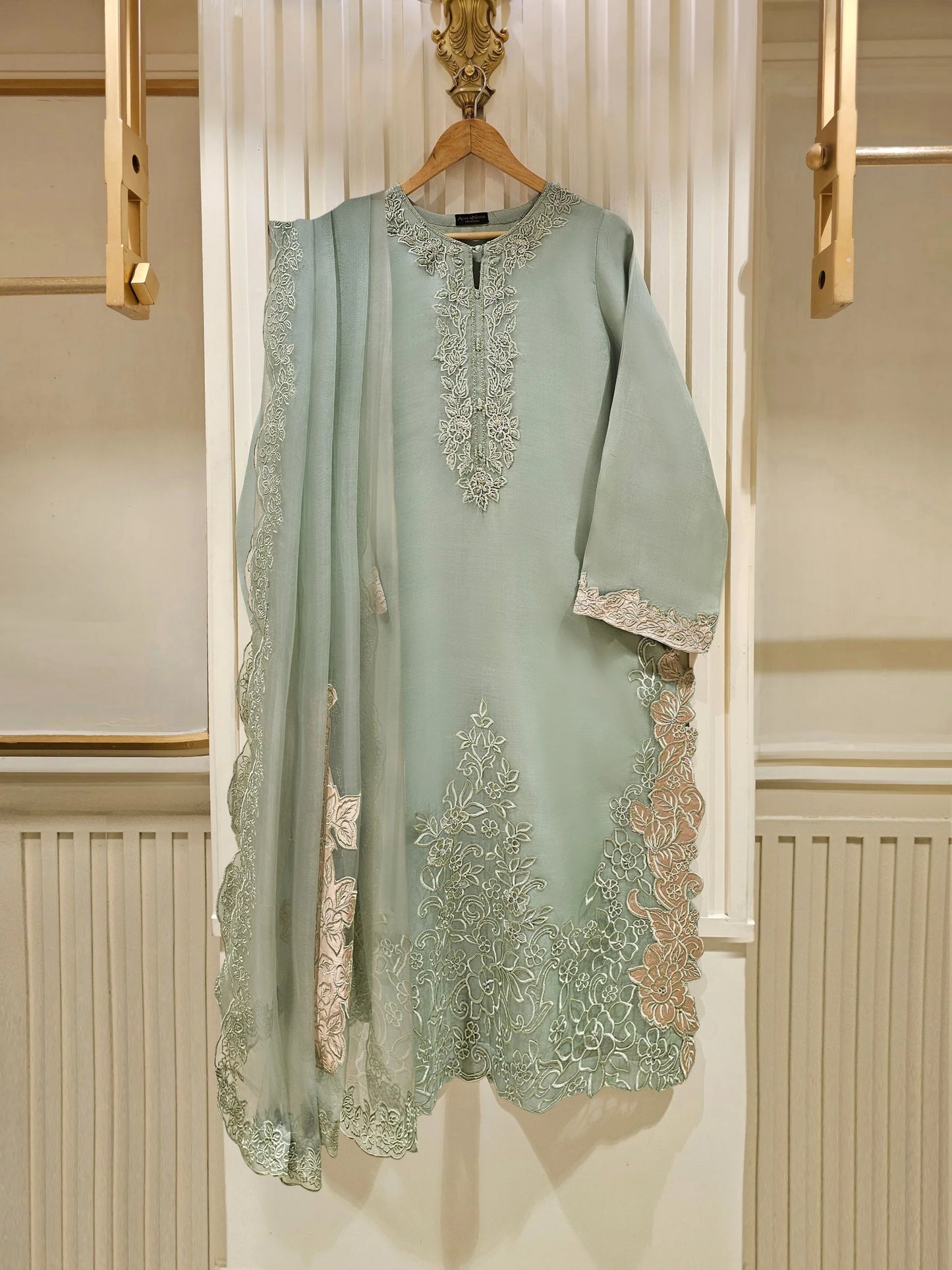 AGHANOOR 3 Piece - Pure Organza Embroidered Suit