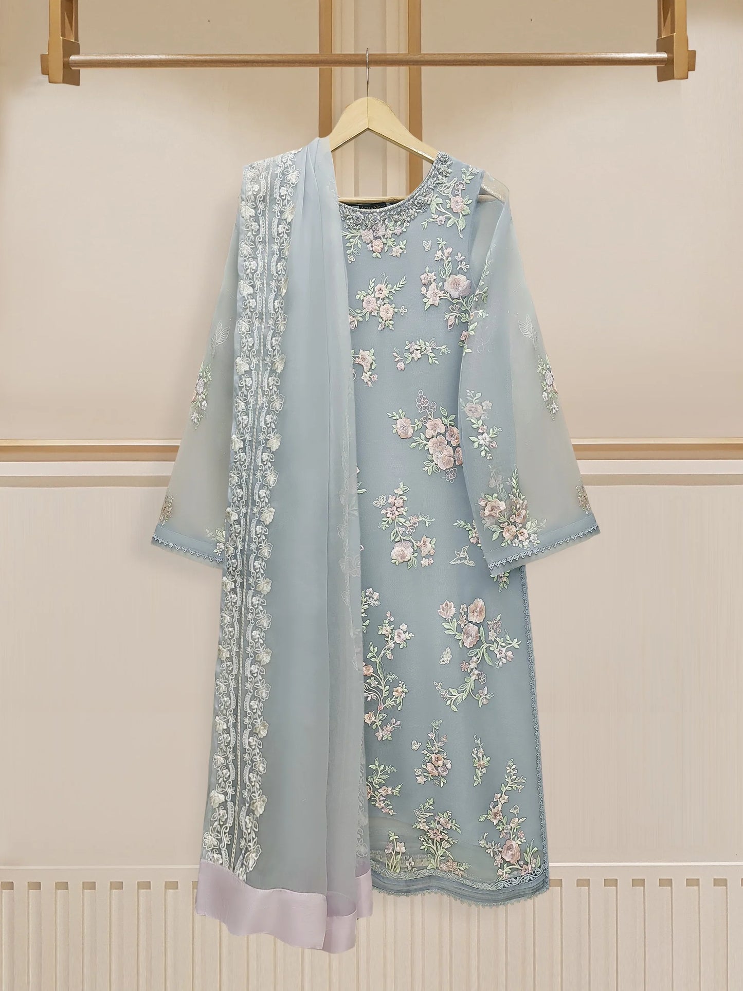 AGHANOOR 3 Piece - Pure Organza Embroidered Suit