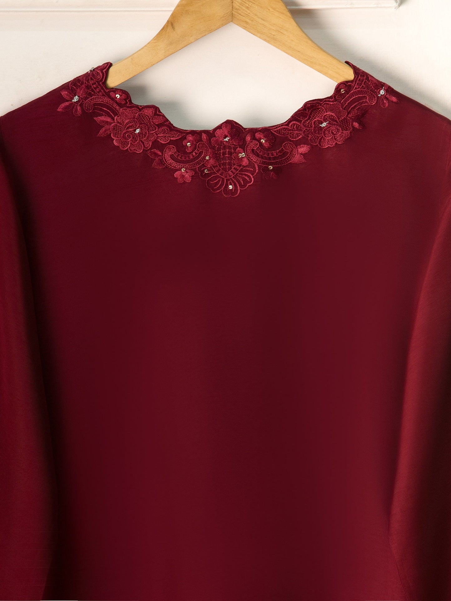 Aghanoor Embroidered Silk Co-ord Set (Shirt & Pants)