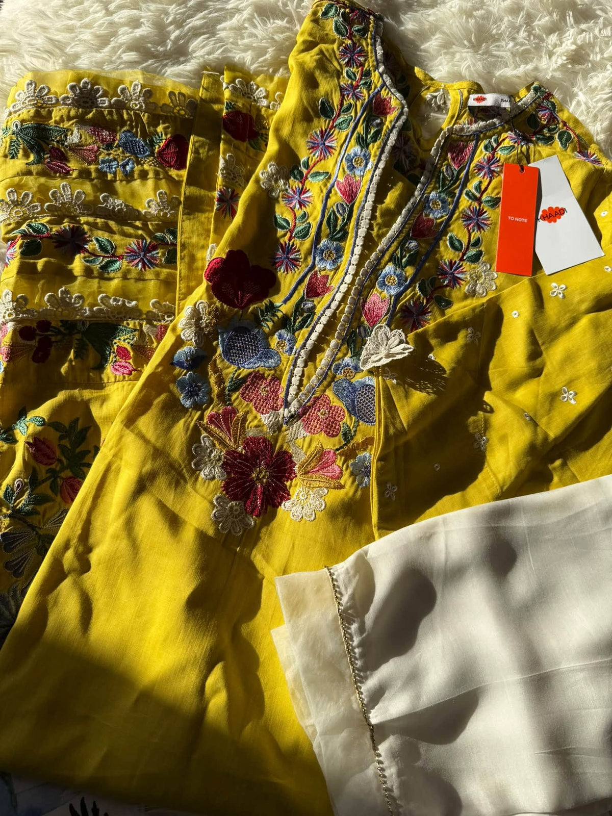KHAADI EMBROIDERED SILK SHIRT PAIRED WITH PANTS