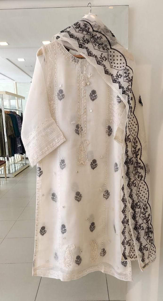 AGHANOOR 3 PIECE 100% PURE ORGANZA SUIT