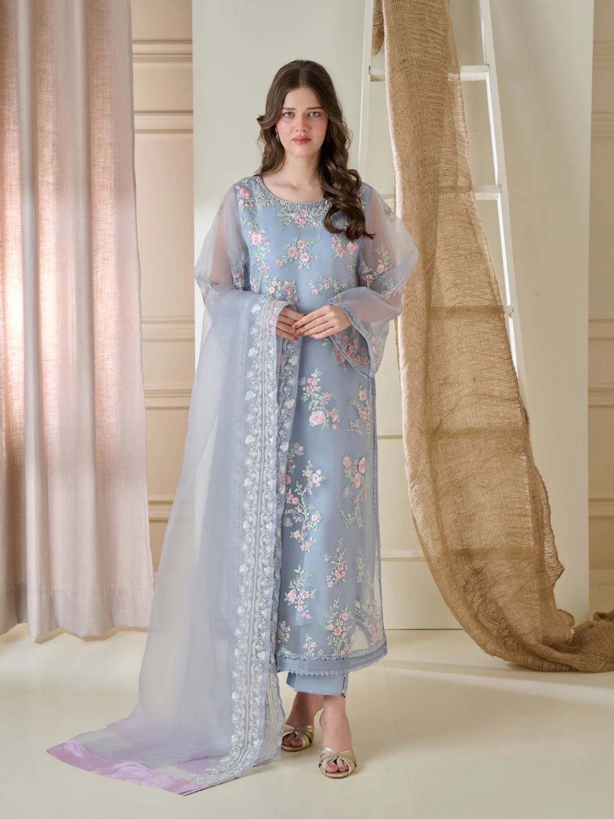 AGHANOOR 3 Piece - Pure Organza Embroidered Suit