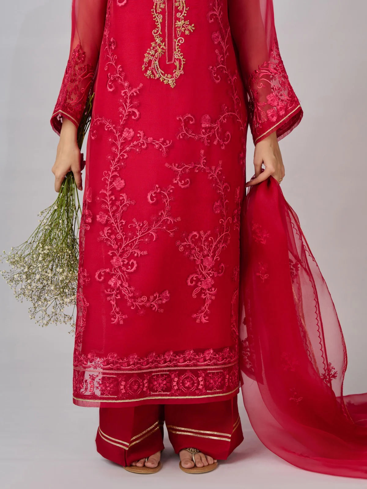 AGHANOOR 3 Piece - Pure Organza Embroidered Suit