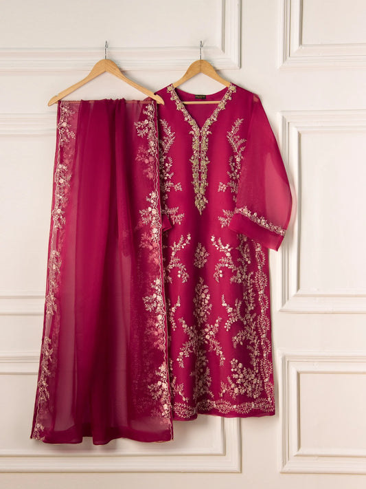 AGHANOOR 3 Piece - Pure Organza Embroidered Suit