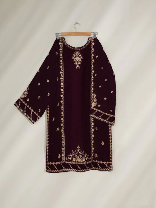 AGHANOOR PREMIUM VELVET EMBROIDERED SHIRT