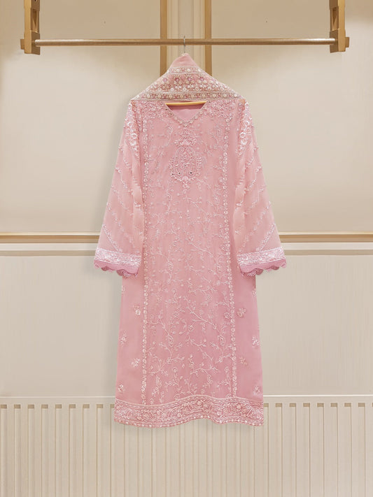 AGHANOOR TWO PIECE 100% PURE CHIFFON BEAUTIFUL EMBROIDERED