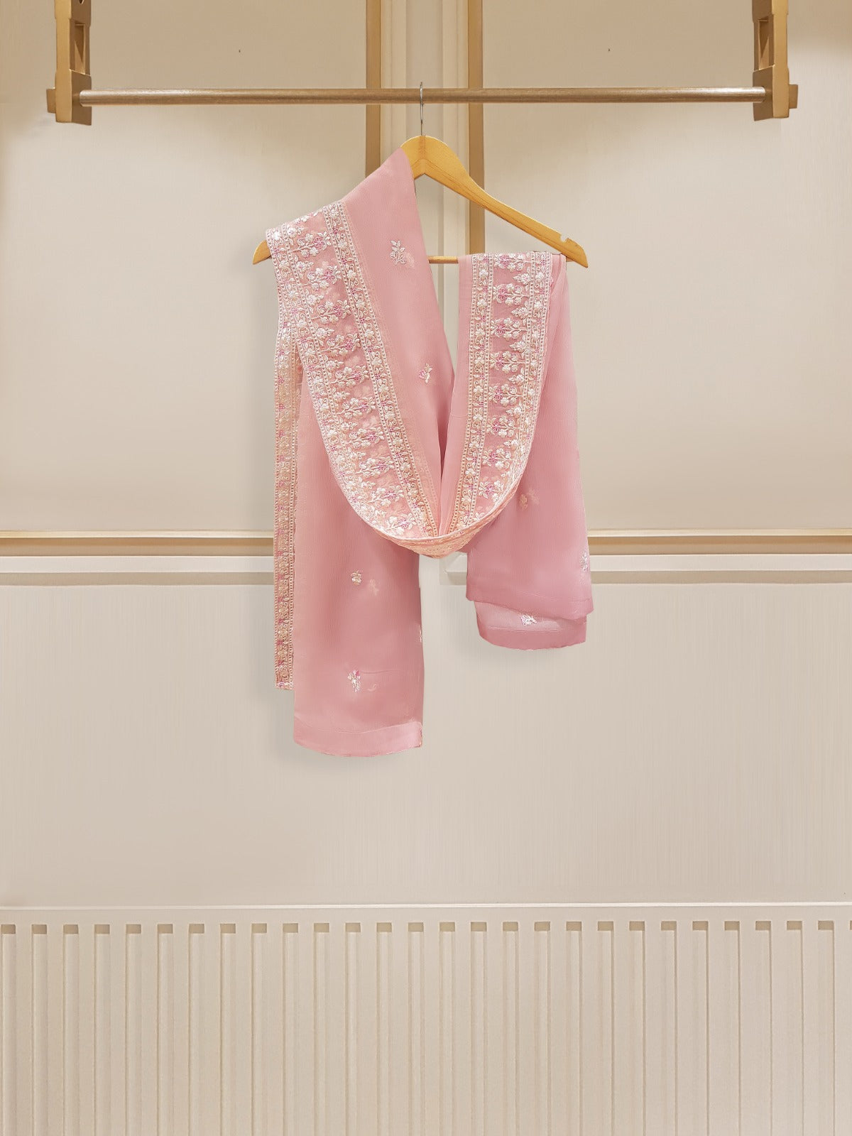 AGHANOOR TWO PIECE 100% PURE CHIFFON BEAUTIFUL EMBROIDERED