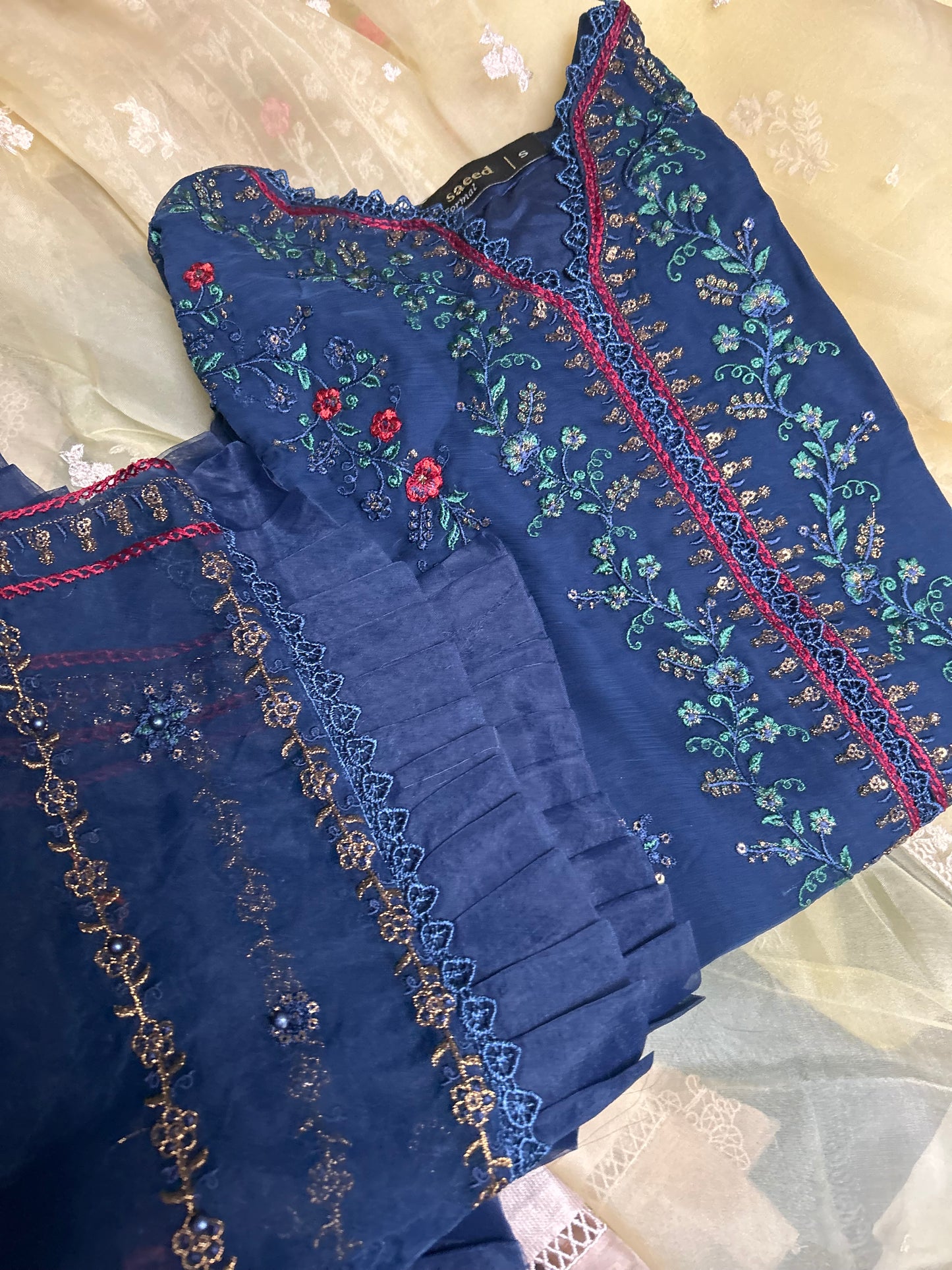 Bin Saeed Embroidered Chiffon 3 Piece