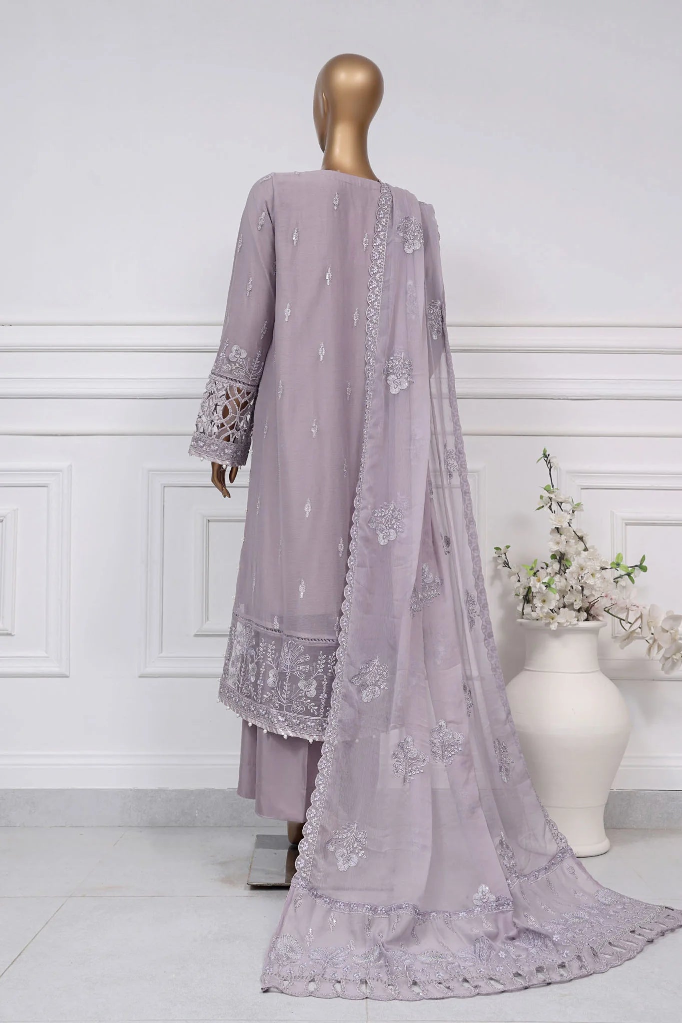 Sadabahar Stitched Embroidered Chiffon 3 Piece