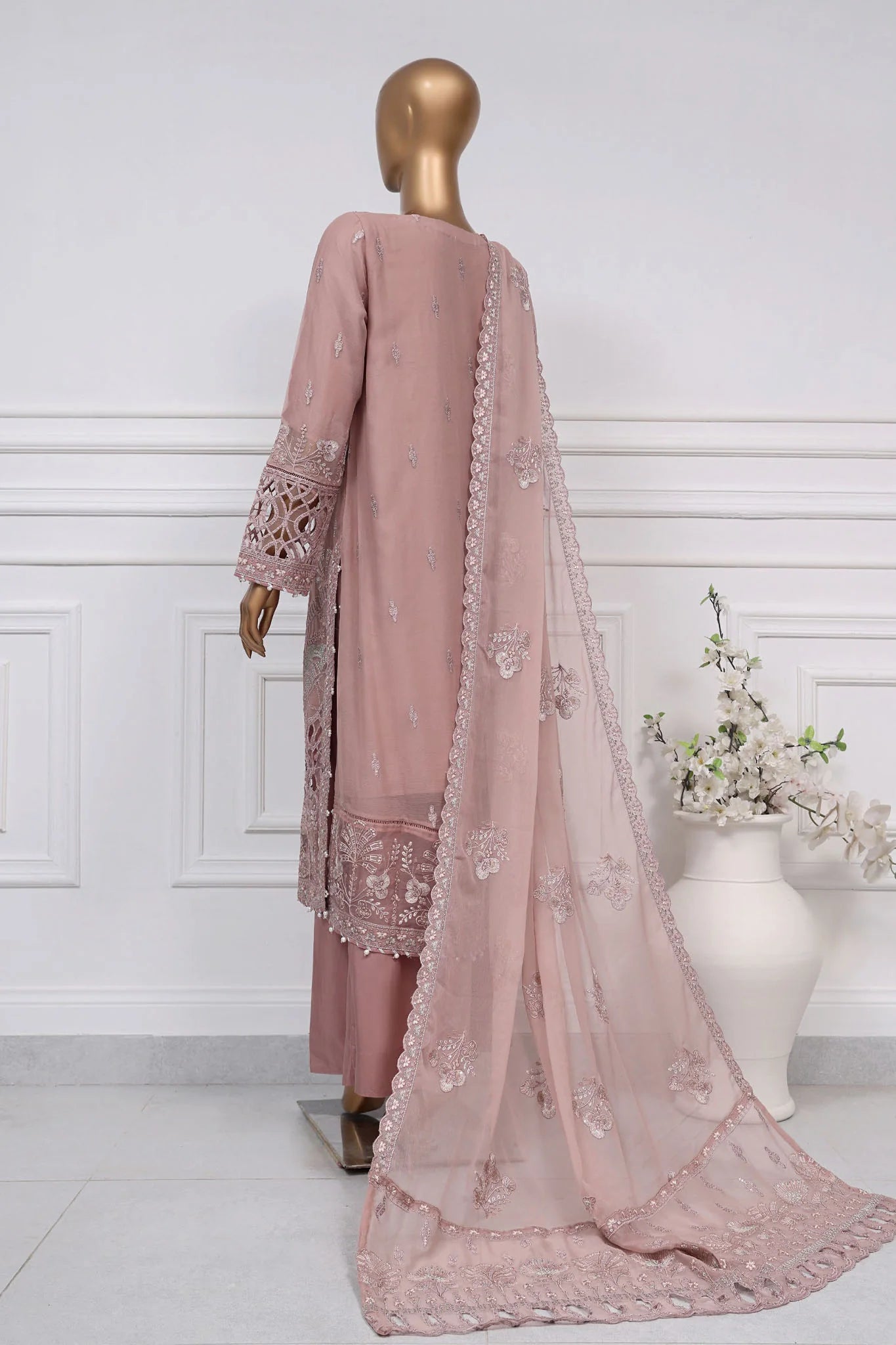 Sadabahar Stitched Embroidered Chiffon 3 Piece