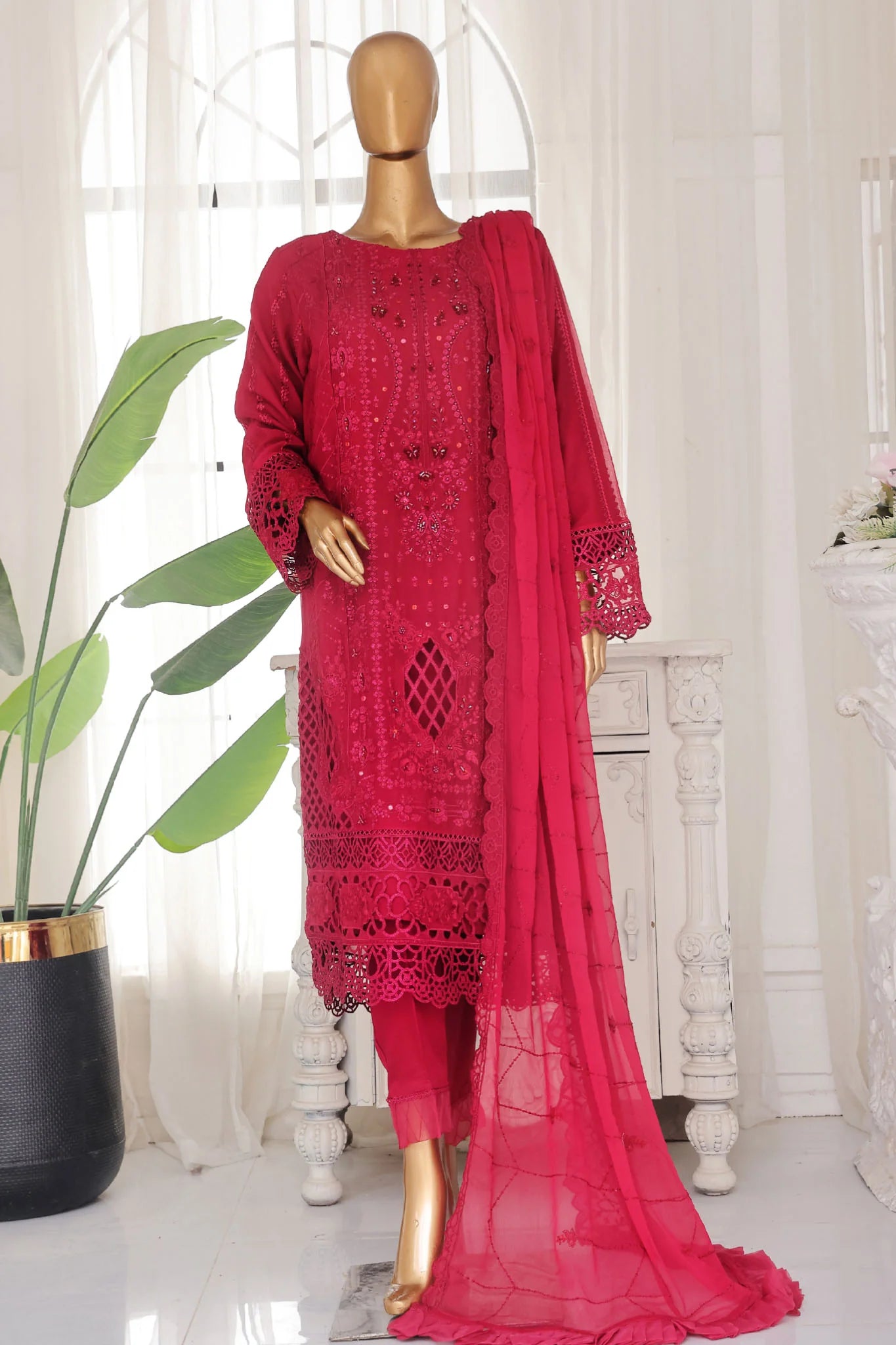 Bin Saeed Embroidered Chiffon 3 Piece