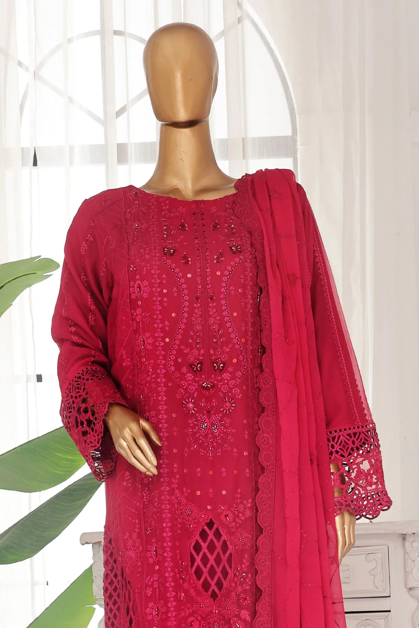 Bin Saeed Embroidered Chiffon 3 Piece
