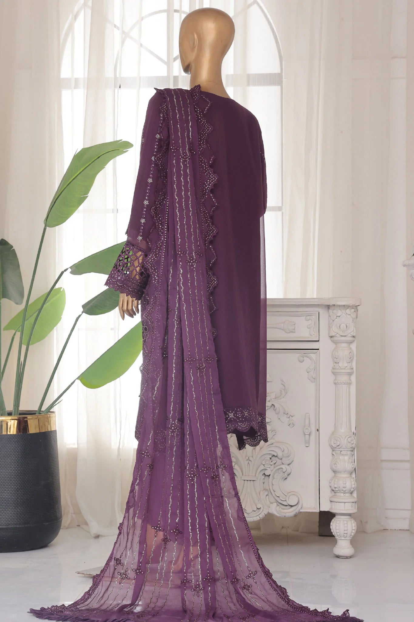 Bin Saeed Embroidered Chiffon 3 Piece