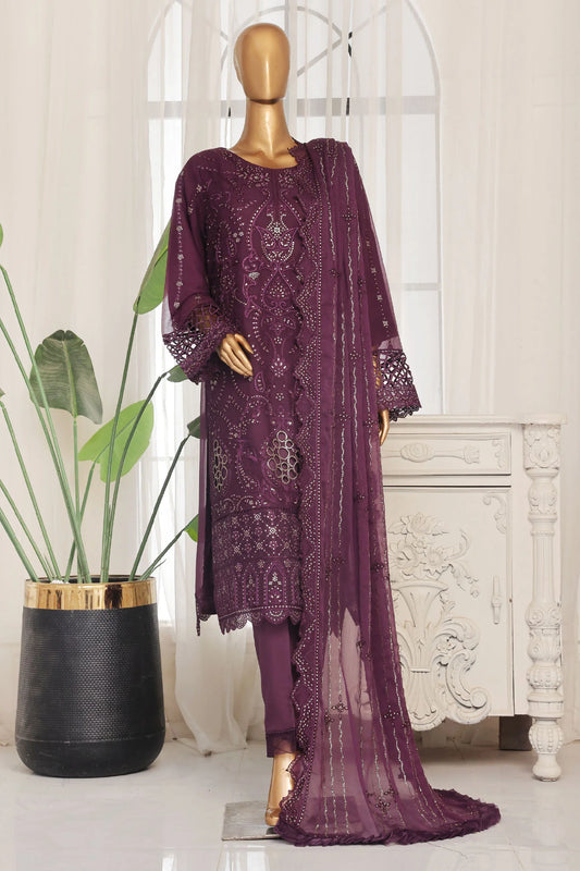 Bin Saeed Embroidered Chiffon 3 Piece