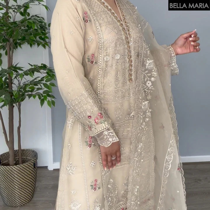 Sadabahar Embroidered Organza 3 Piece Suit