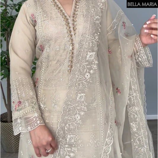 Sadabahar Embroidered Organza 3 Piece Suit